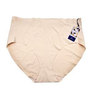 Honeylove Seamless Sculpt Briefs 1X Beige High Waist Floral Shapewear Panties
